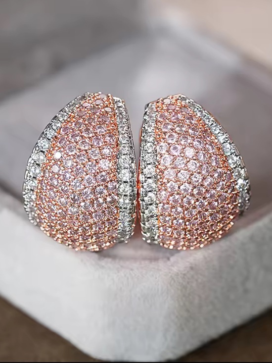 Jewelry - Rose Gold Sparkling Classic Stud Earrings